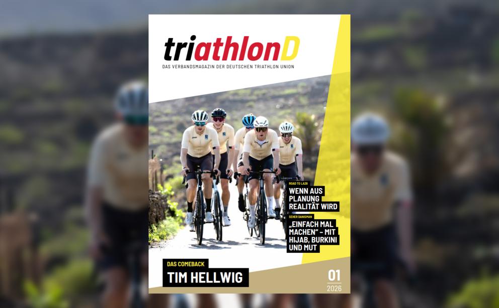 Cover triathlonD 01/26 mit unscharfem Hintergrund
