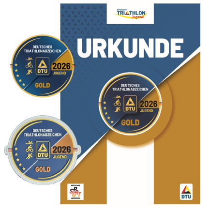 Grafik auf der das neue Triathlonabzeichen Jugend im neuen Design zu sehen ist