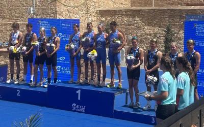 2025 EM Mellila Mixed Relay Junioren auf dem Podest